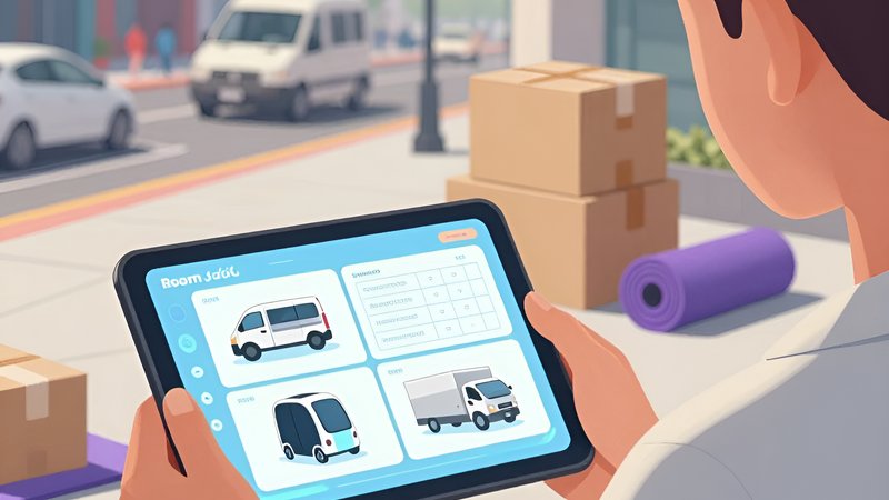 Студент выбирает обзор лучших способов перевозки вещей студентов через голографический планшет у коробок